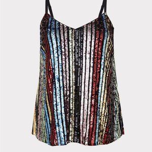 NWT Torrid Sophie Sequin Swing Rainbow Multicolor Tank Top Cami Size 00